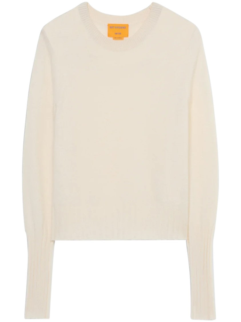 Guest In Residence Cropped White Shrunken Crew Sweater