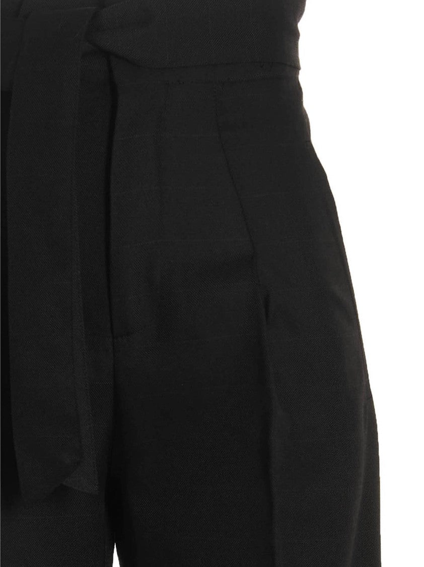 Capasa Milano Checked Wool Blend Pants With Removable Waistband