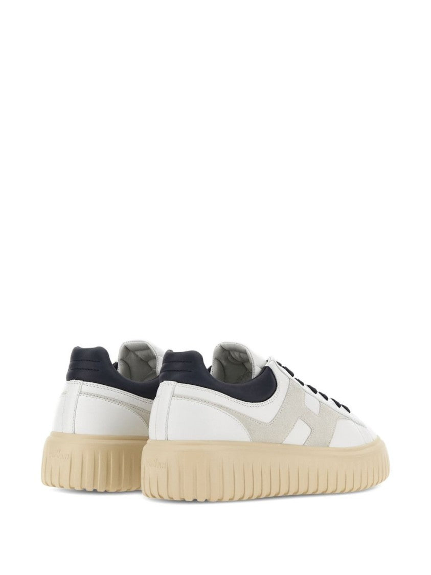 Hogan Lace-Up White Sneakers With Logo Patch