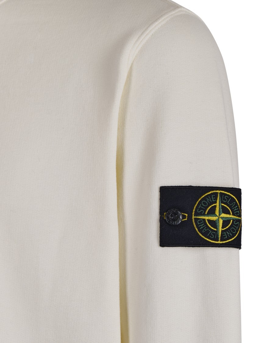 Stone Island White Sweater With Logo Patch