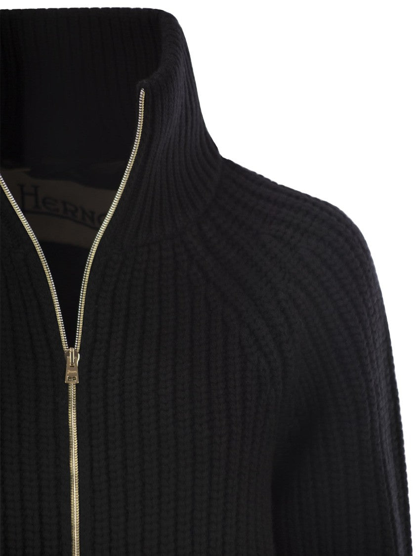 Herno Cob Stitch Wool Cardigan