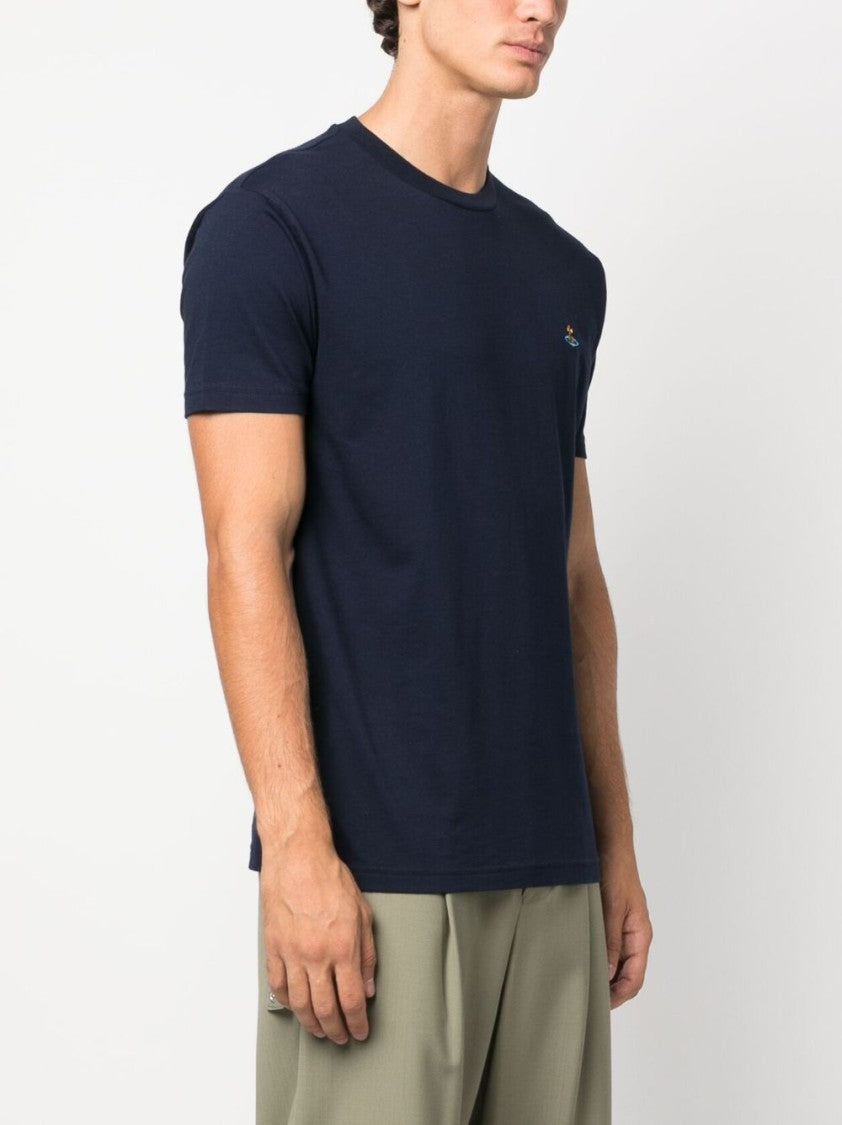 Vivienne Westwood Prussian Blue Organic Cotton T-Shirt With Signature Orb Logo