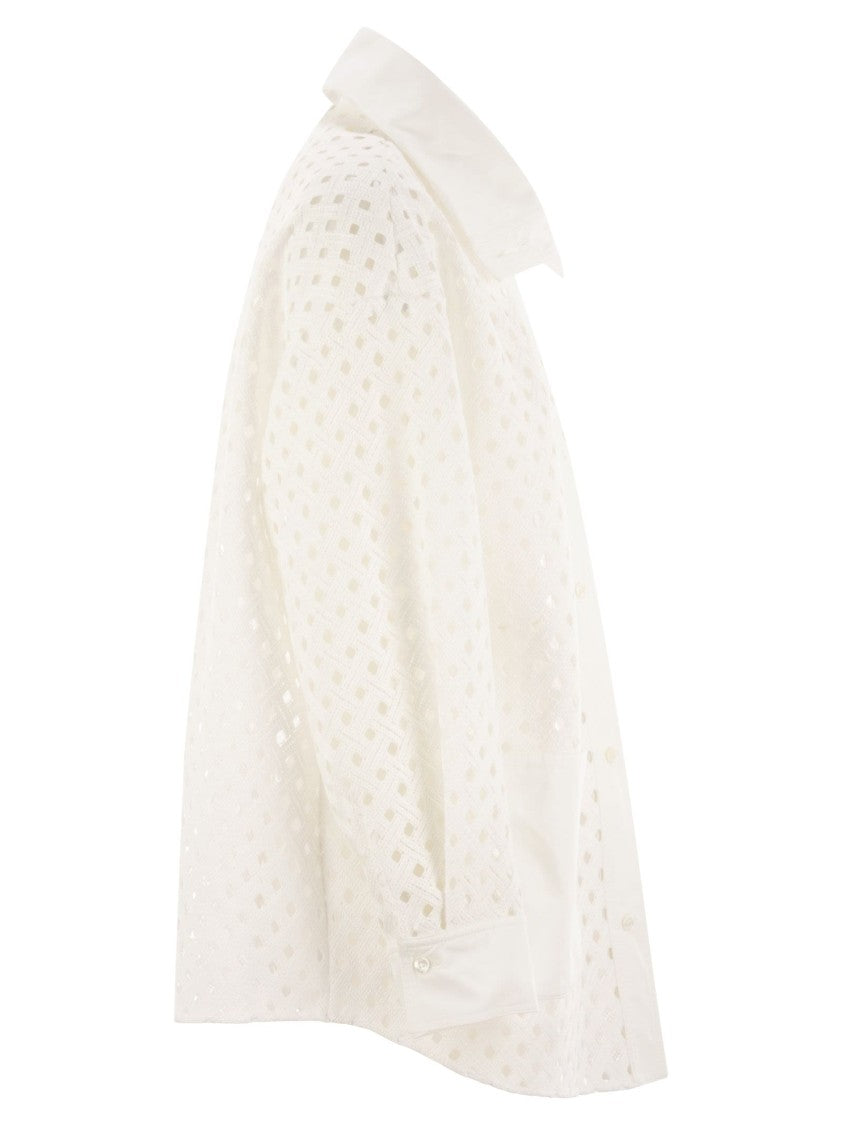 Herno Crochet-Effect Shirt-Cut Jacket