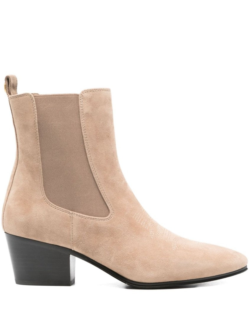 Twin-Set Pointed Toe Black Boots With Moderate Heel And Smooth Finish