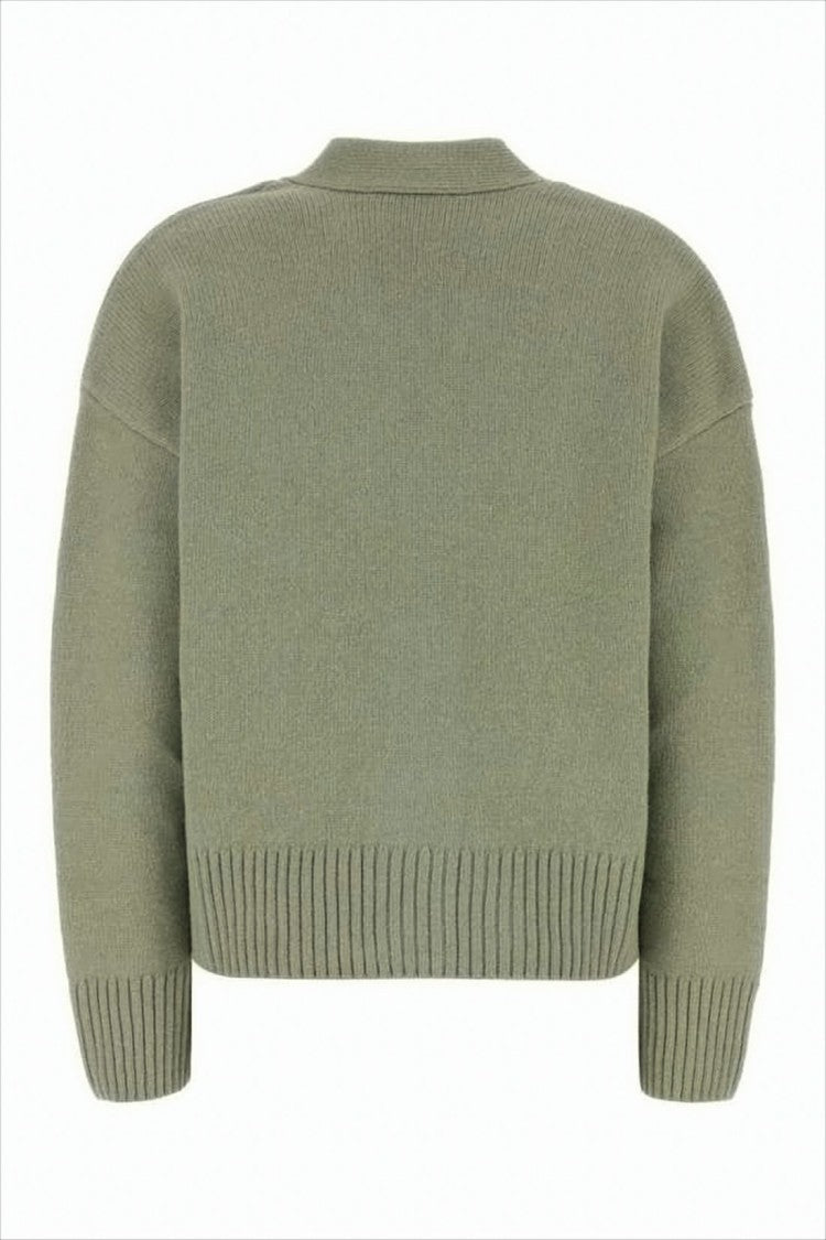 Ami Cropped Cardigan With V-Neckline And Button-Down Front