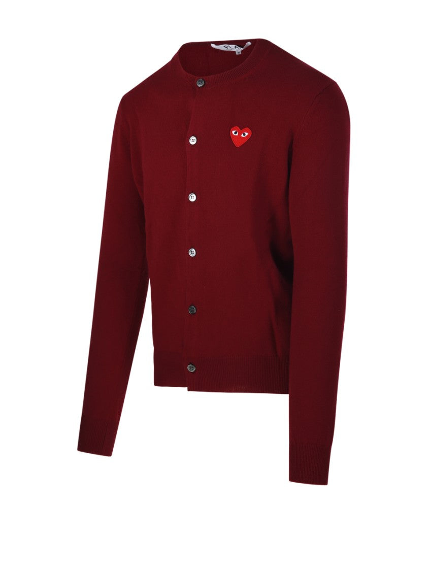 Comme Des Garçons Round-Neck Cardigan Red Heart