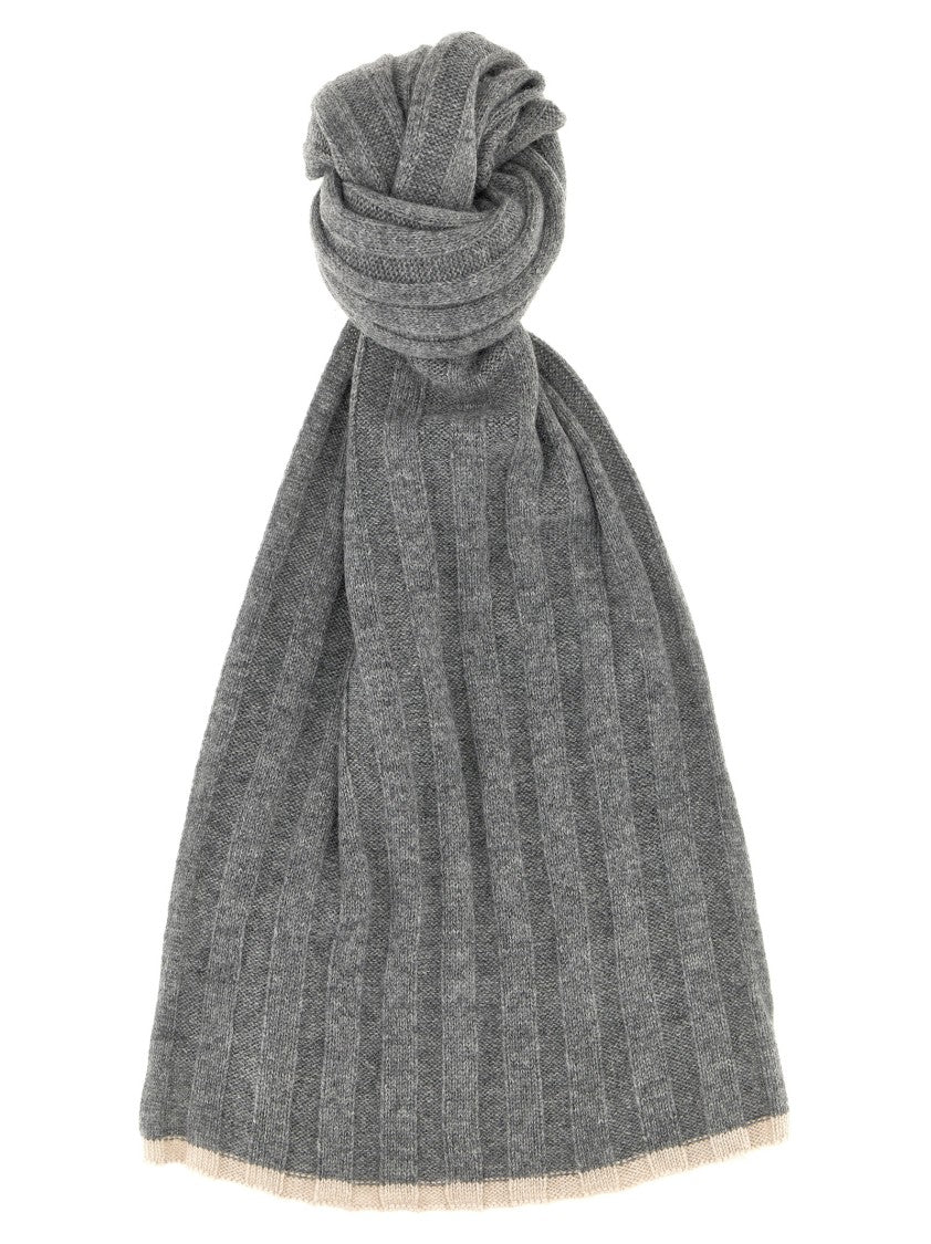 Brunello Cucinelli Ribbed Cashmere Scarf With Contrasting Edges