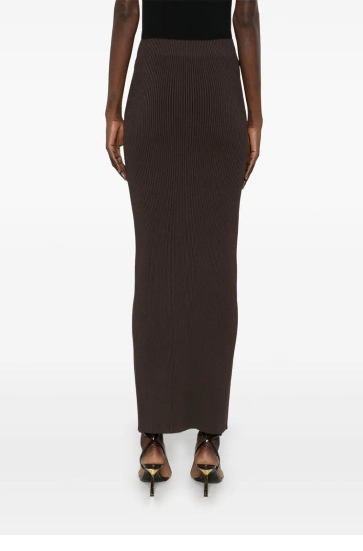 Max Mara Ribbed Maxi Skirt With Fitted Silhouette