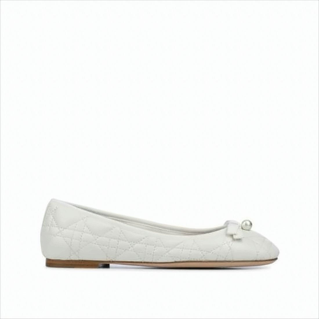 Christian Dior Quilted Leather Flat Shoes With Pearl Accent