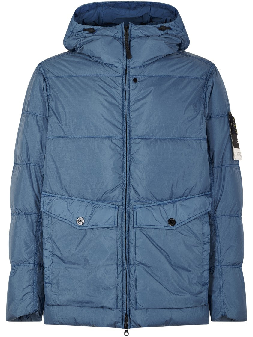 Stone Island Quilted Hooded Jacket With Two Front Pockets