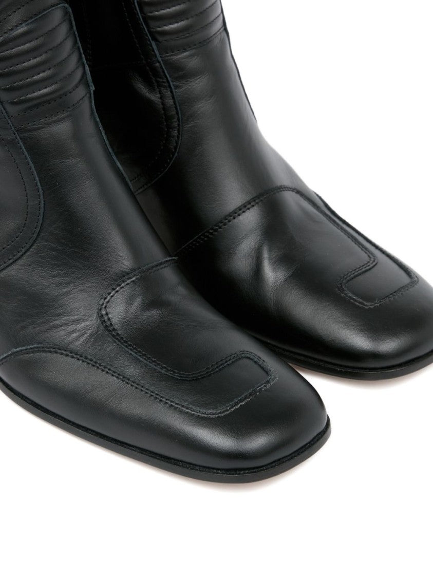 Mm6 By Maison Margiela Black Leather Ankle Boots