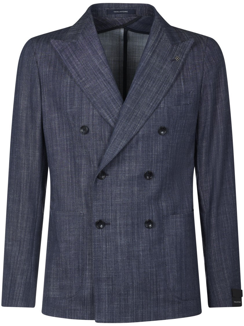 Tagliatore Double-Breasted Tailored Jacket With Textured Fabric