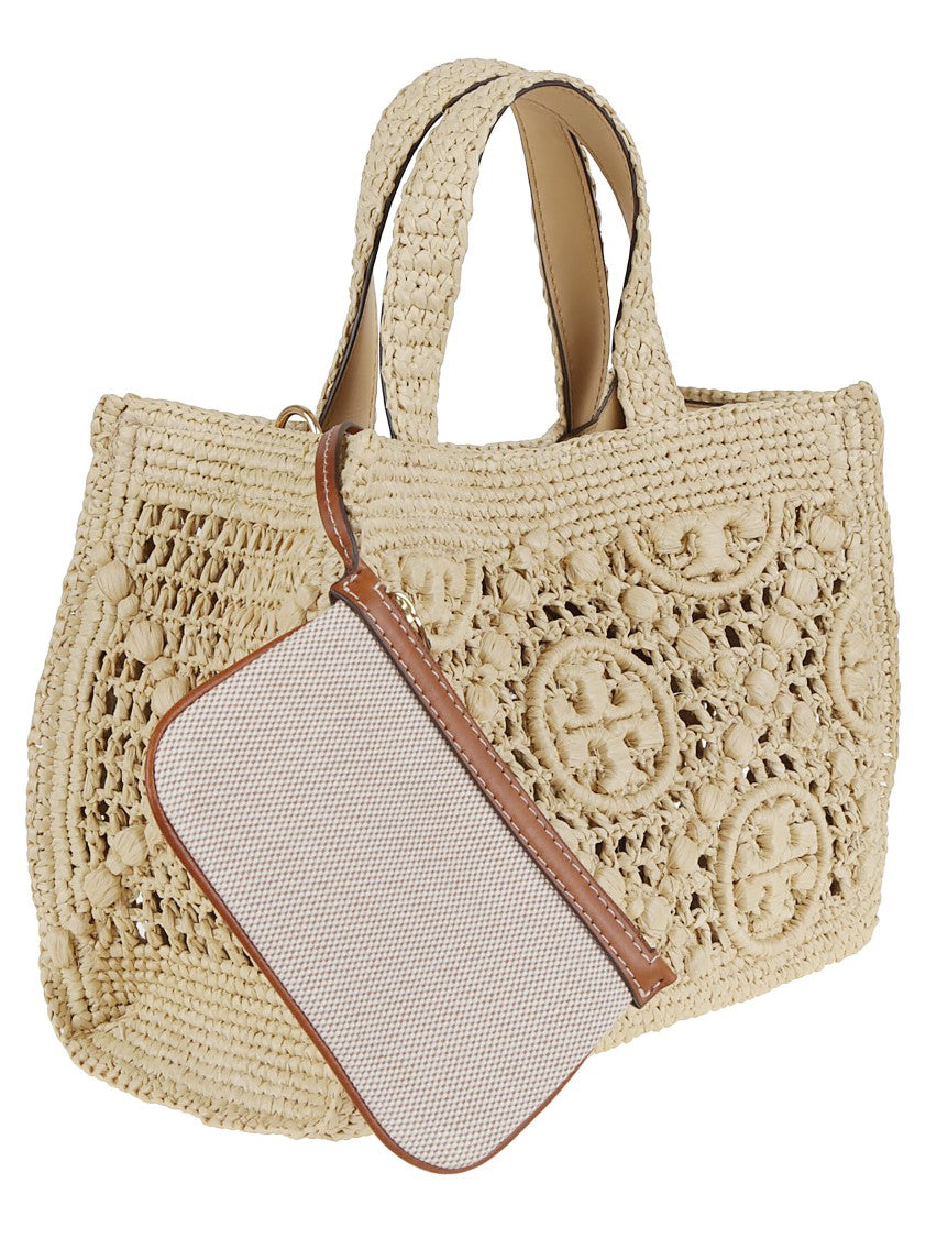 Tory Burch T Monogram Raffia Square Tote