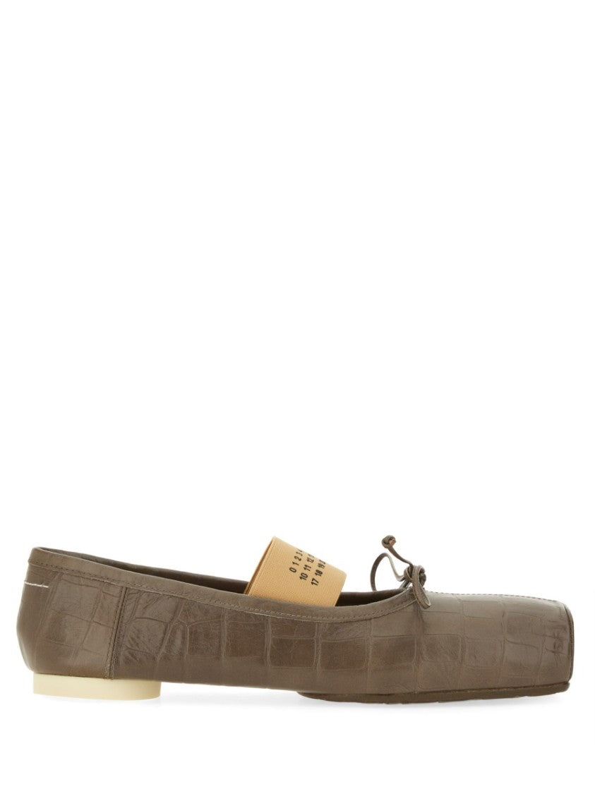 Mm6 By Maison Margiela Crocodile-Effect Leather Ballerina