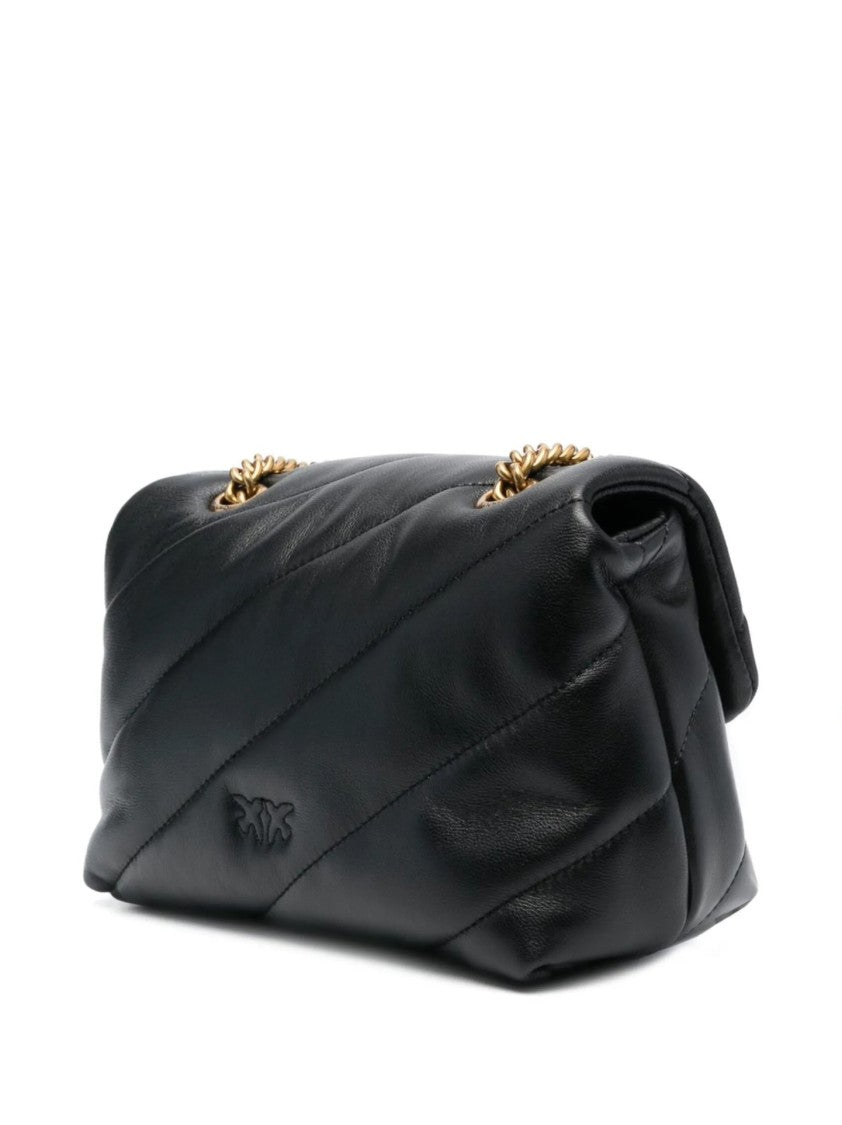 Pinko Quilted Shoulder Bag With Gold-Tone Bird Motif