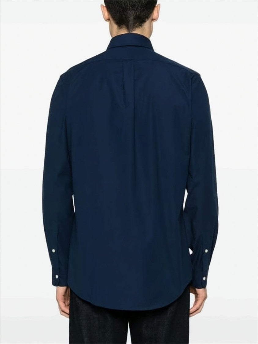 Polo Ralph Lauren Classic Blue Long-Sleeve Shirt With Button-Down Collar