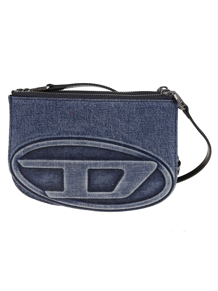 Diesel Denim Shoulder Bag With Embossed Logo