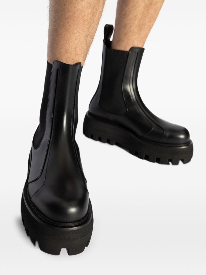 Alexander Mcqueen Black Ankle Boots With Chunky Platform Sole