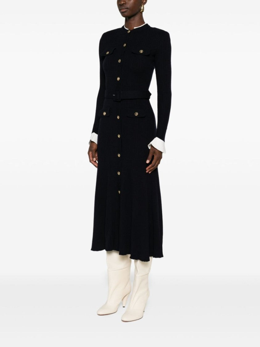 Self-Portrait Navy Viscose Knit Midi Dress