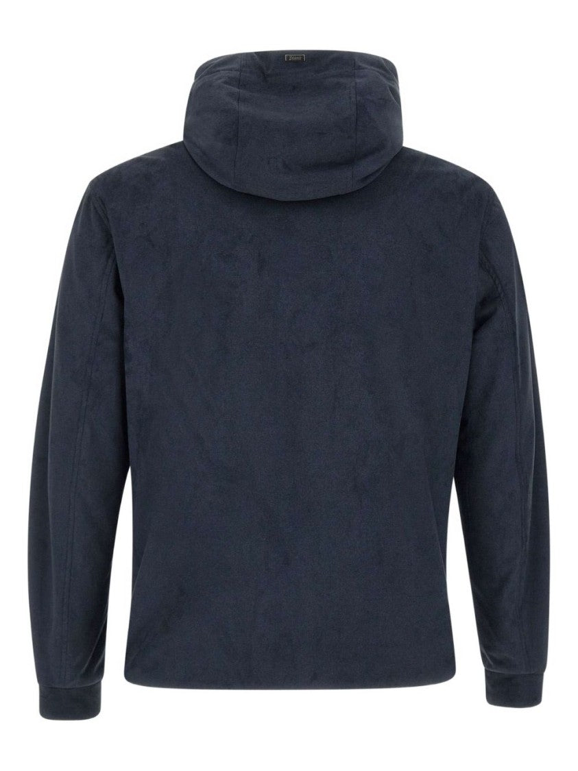 Herno Tailored Blue Coat With Zip-Up Front
