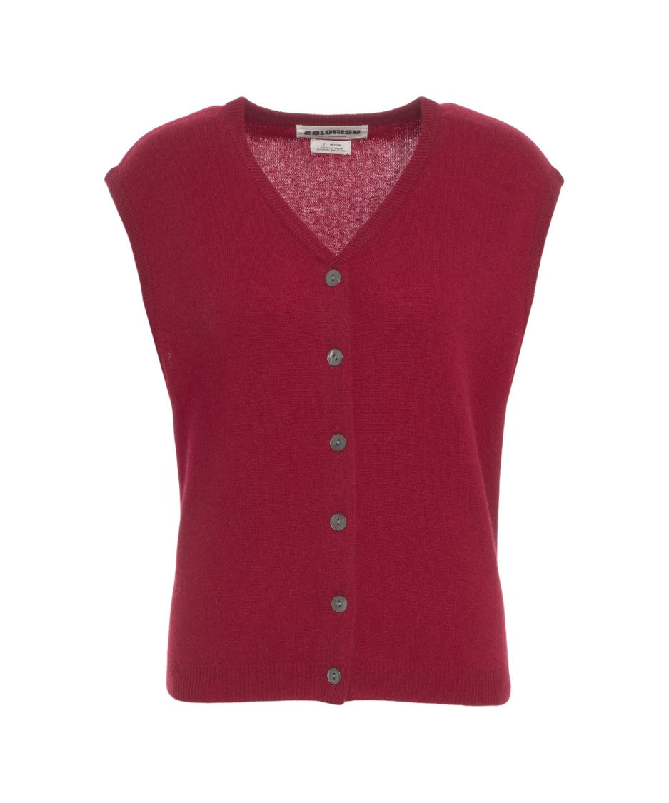 Crush Sleeveless Cashmere Gilet With V-Neck And Ribbed Hem