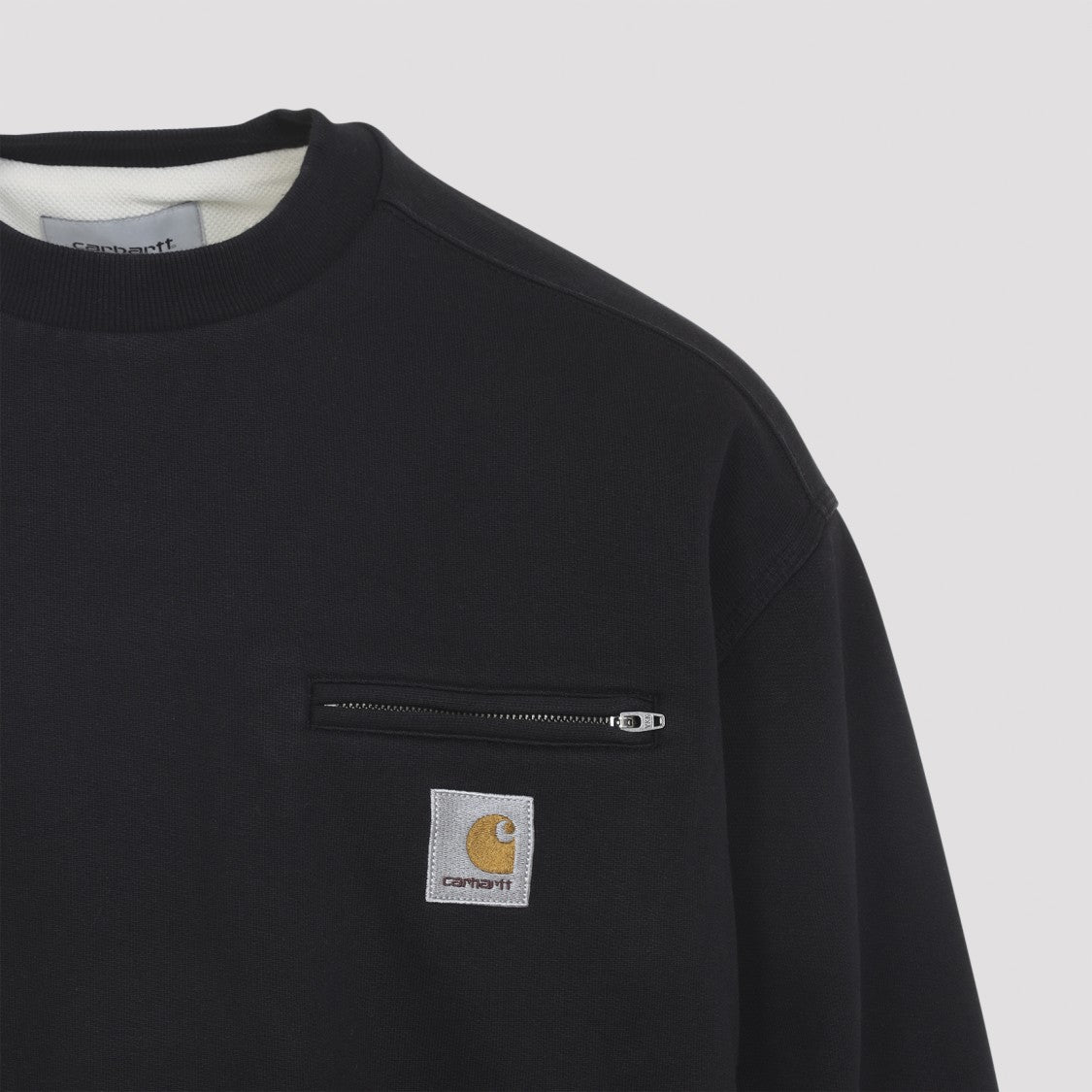 Carhartt Wip Balloon Fit Black Cotton Sweatshirt With Zip Pocket