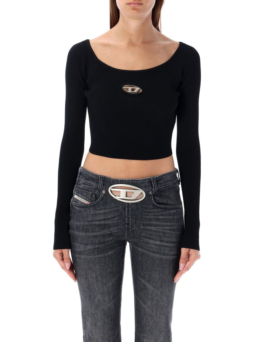 Diesel M-Vera-Ls Fitted Long-Sleeved Crop Top
