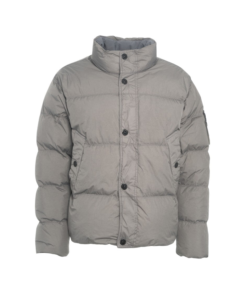 Stone Island Quilted Down Jacket With High Collar