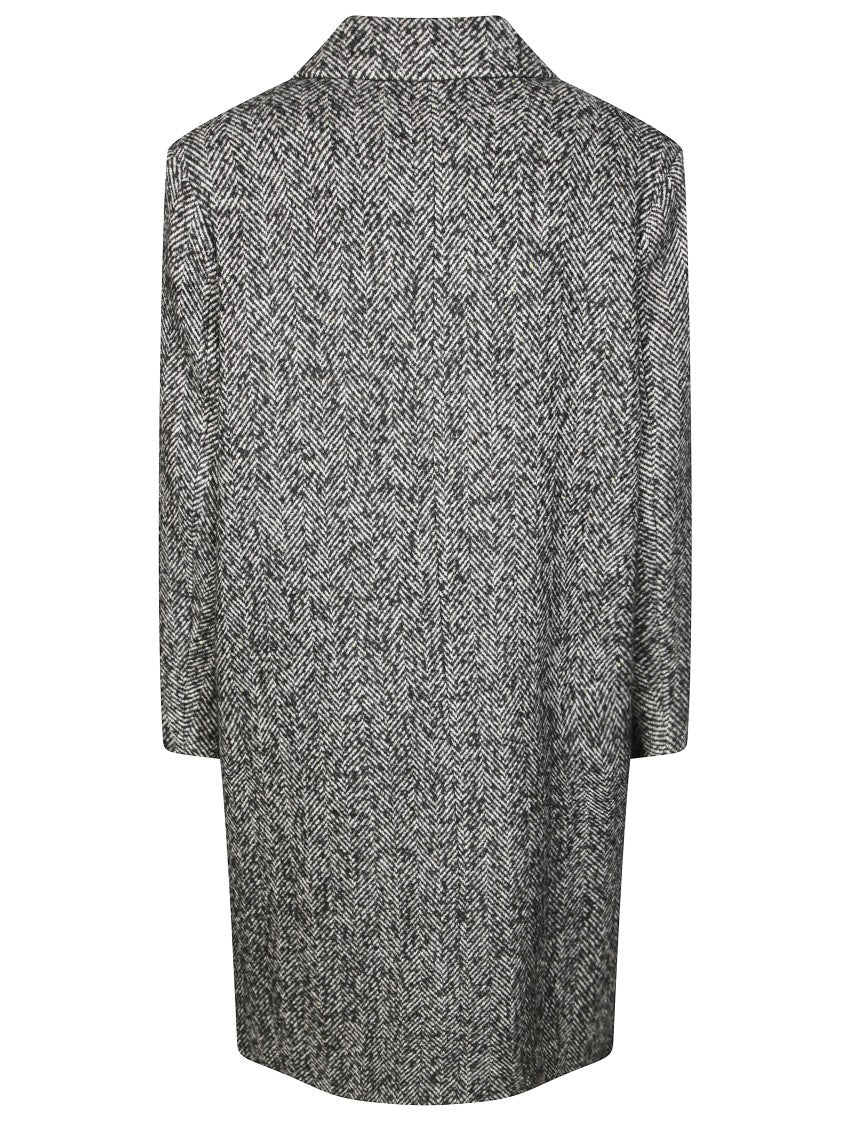 Amaranto Mid-Length Herringbone Pattern Coat