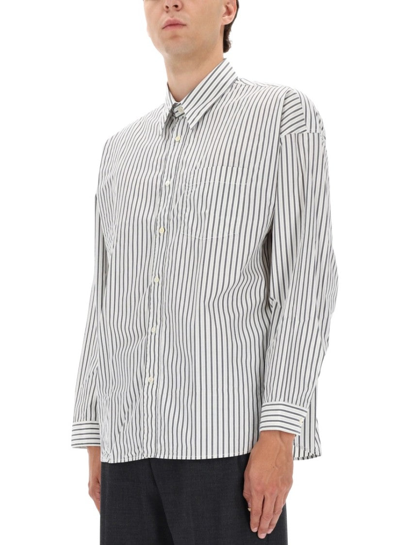 Sunflower Vertical Striped Charcoal Shirt With Classic Collar And Buttoned Cuffs