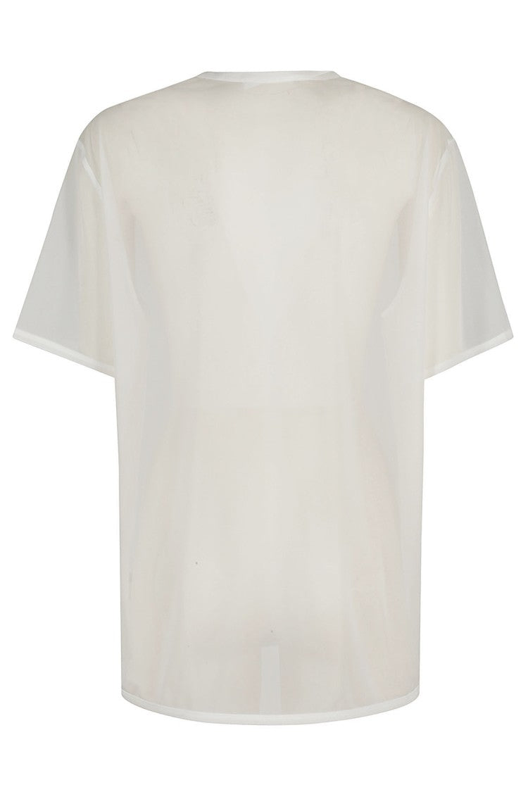 Helmut Lang Transparent Chiffon Logo T-Shirt With Crew Neck