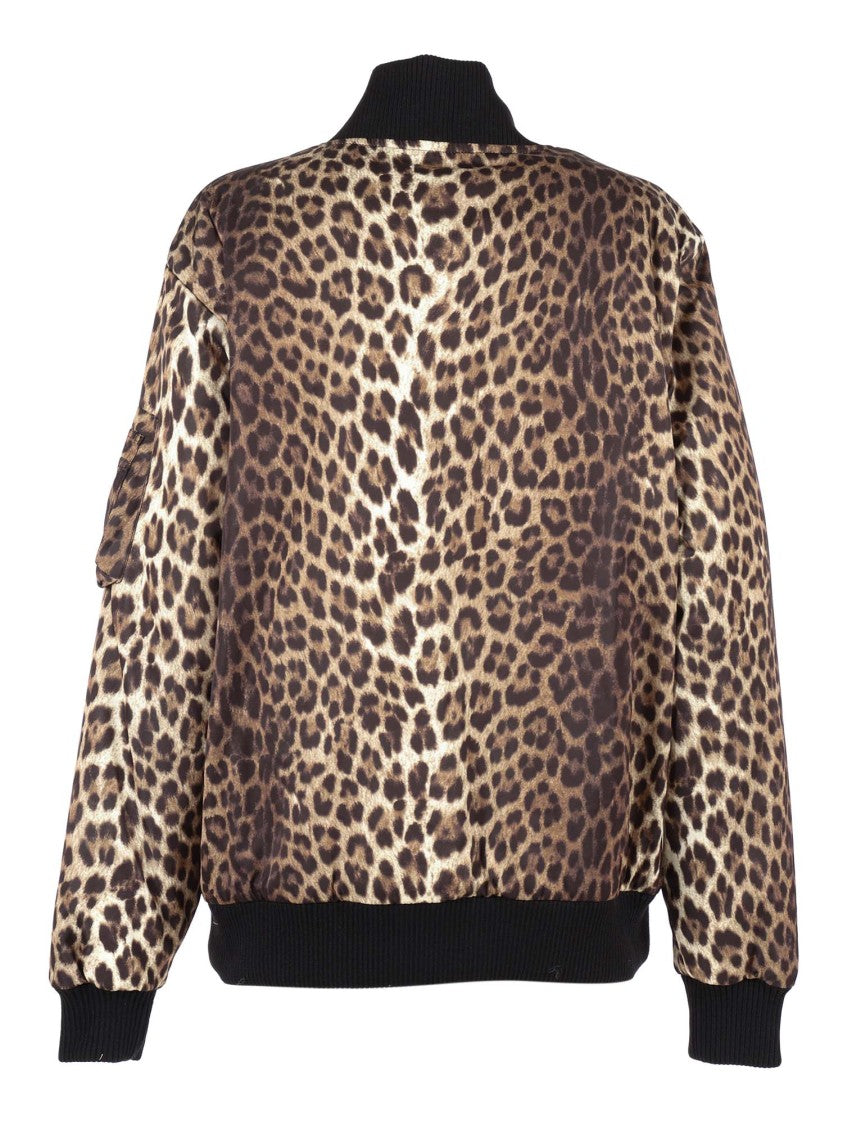 P.A.R.O.S.H. Leopard Print Bomber Jacket With Utility Pocket