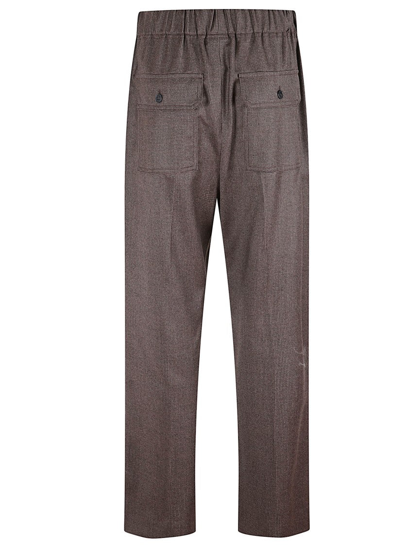 Max Mara Micro Houndstooth Stretch Flannel Trousers With Tailored Fit