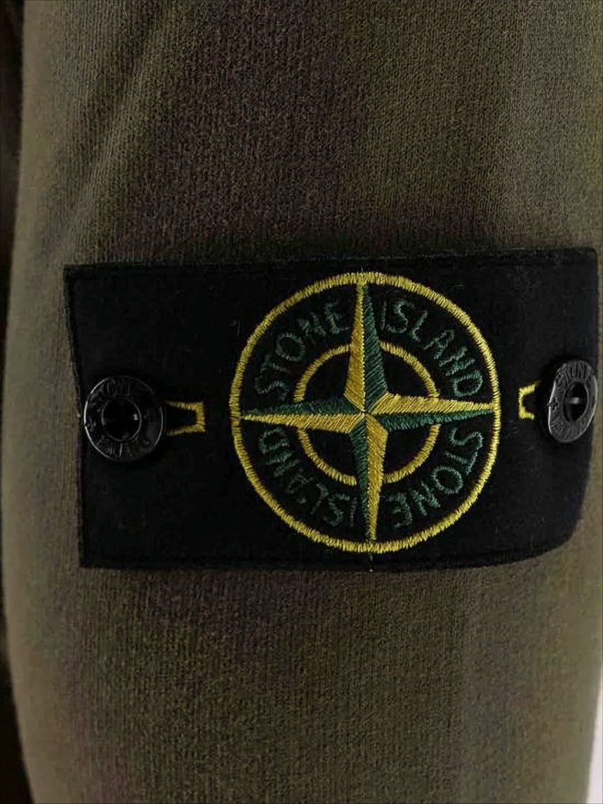 Stone Island Olive Green Full-Zip Hoodie With Adjustable Drawstring