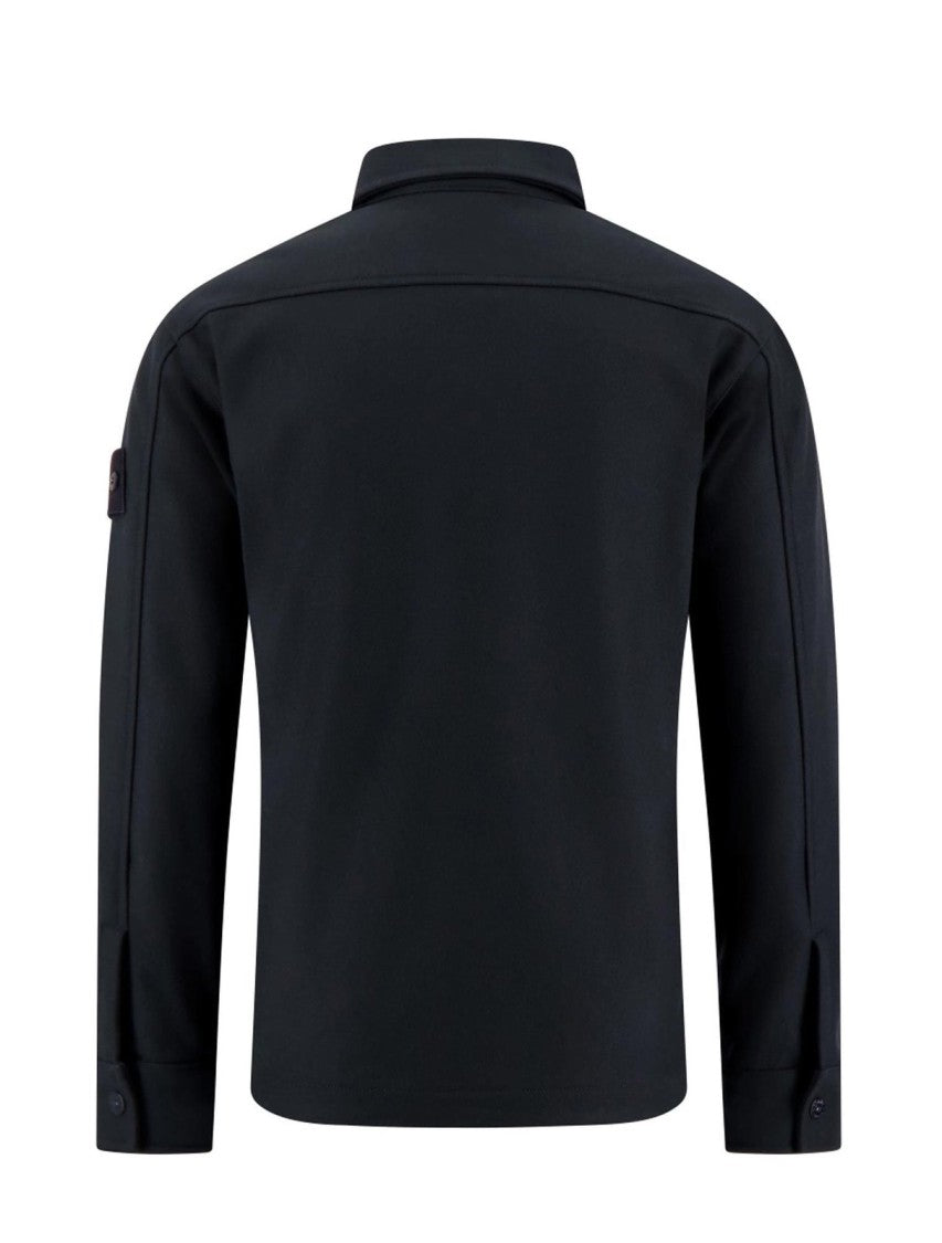 Stone Island Classic Blue Shirt In Virgin Wool Blend