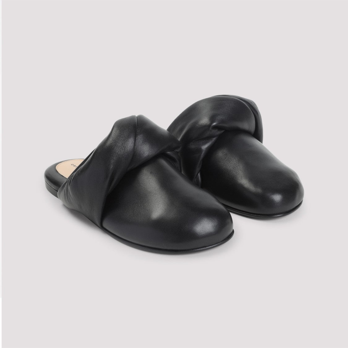 Carven Black Lamb Leather Slippers