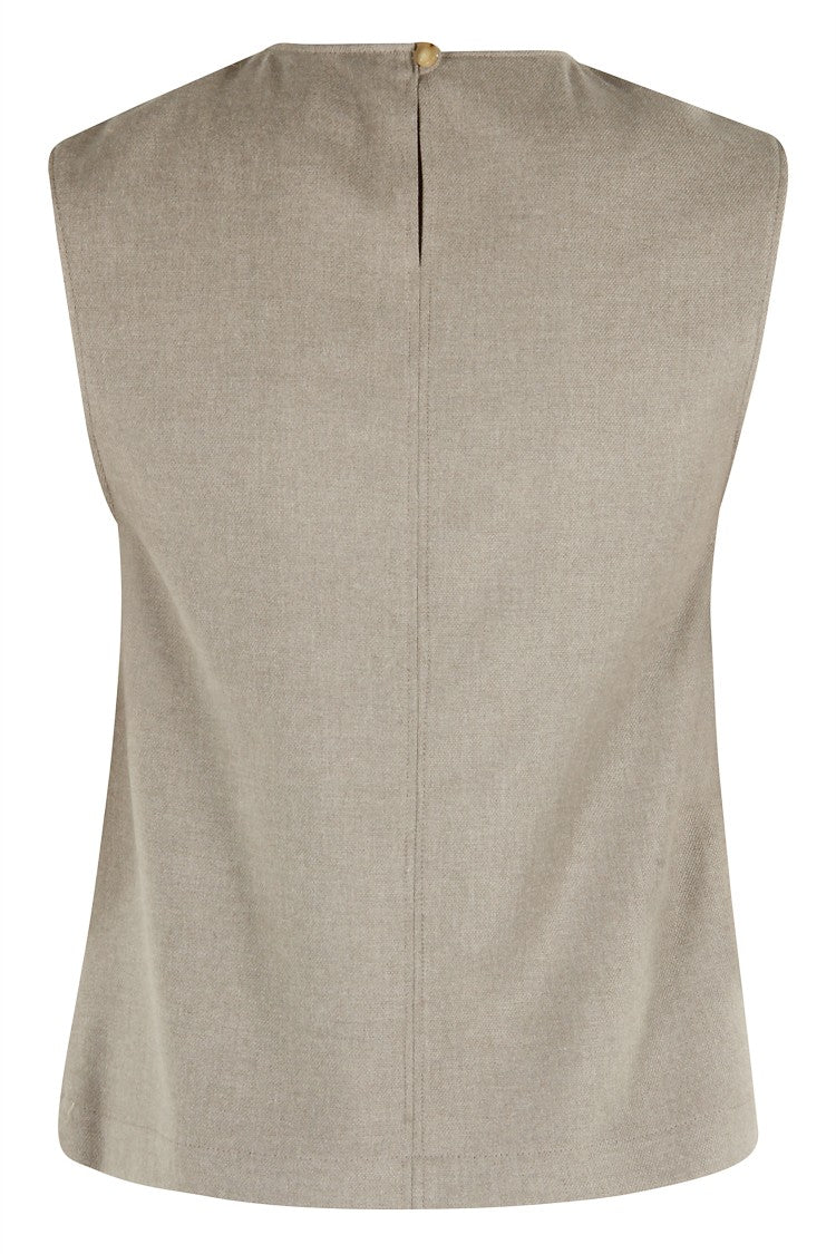 Alysi Textured Fringe Top With Crew Neck