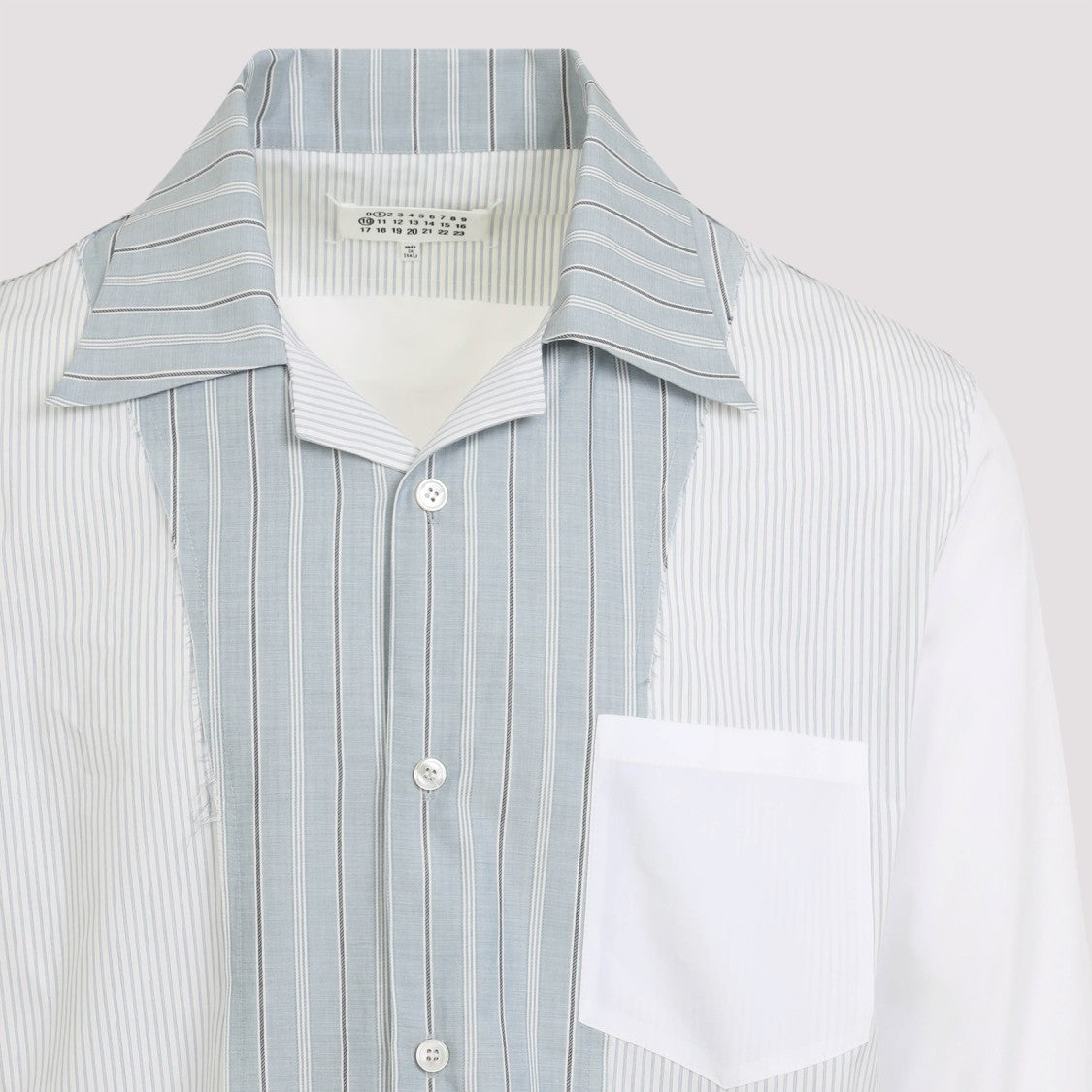 Maison Margiela White And Blue Striped Cotton Shirt