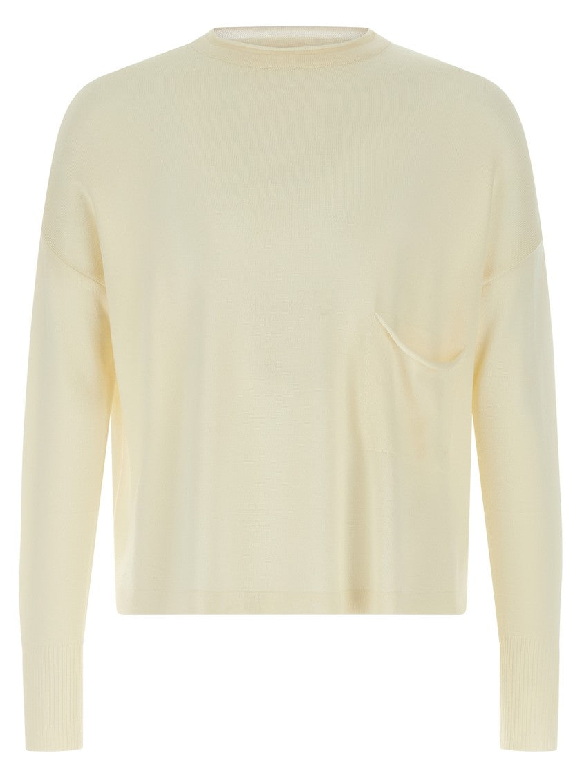Ma'ry'ya Wool Sweater With Relaxed Fit And Chest Pocket