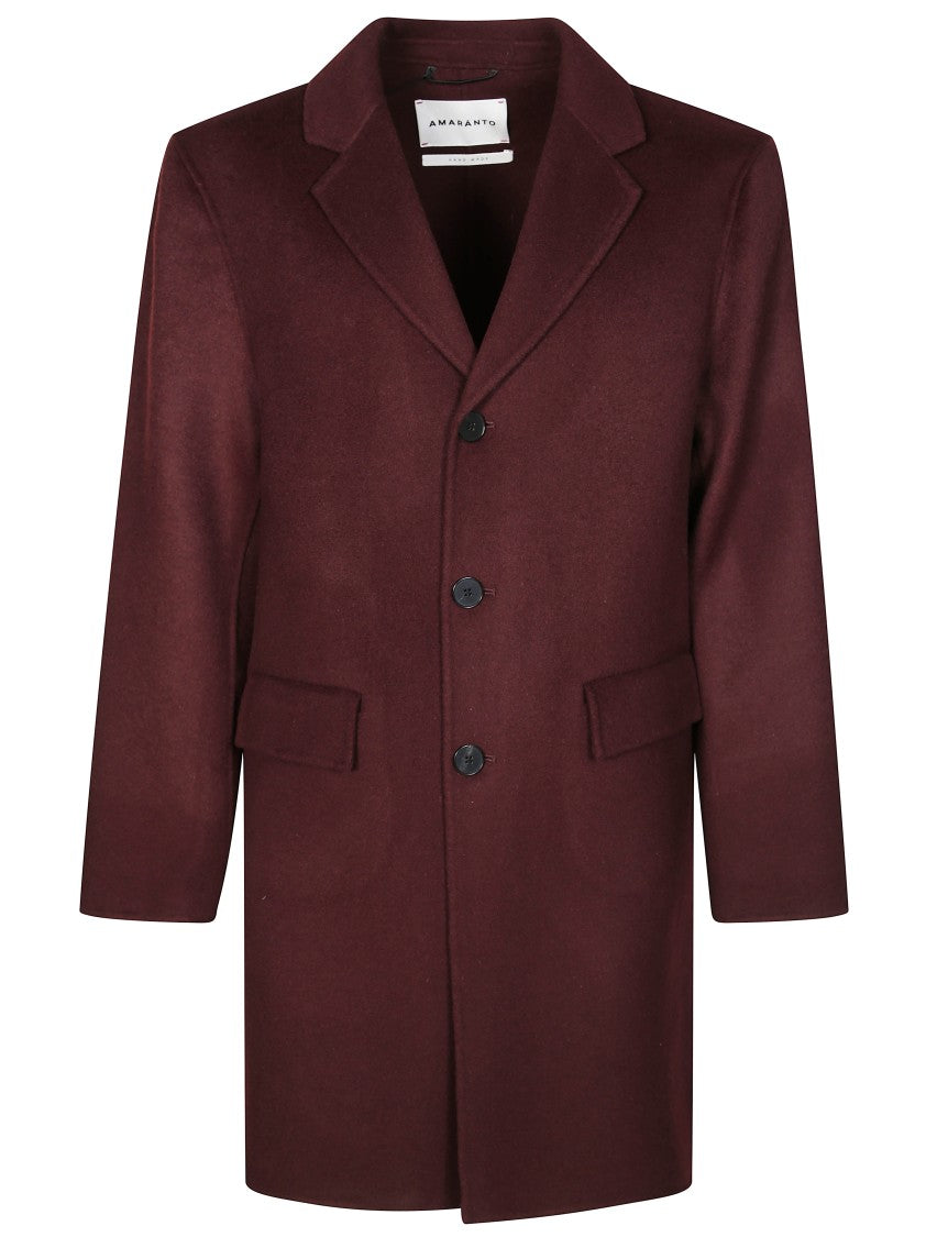 Amaranto Tailored Burgundy Overcoat With Notched Lapels