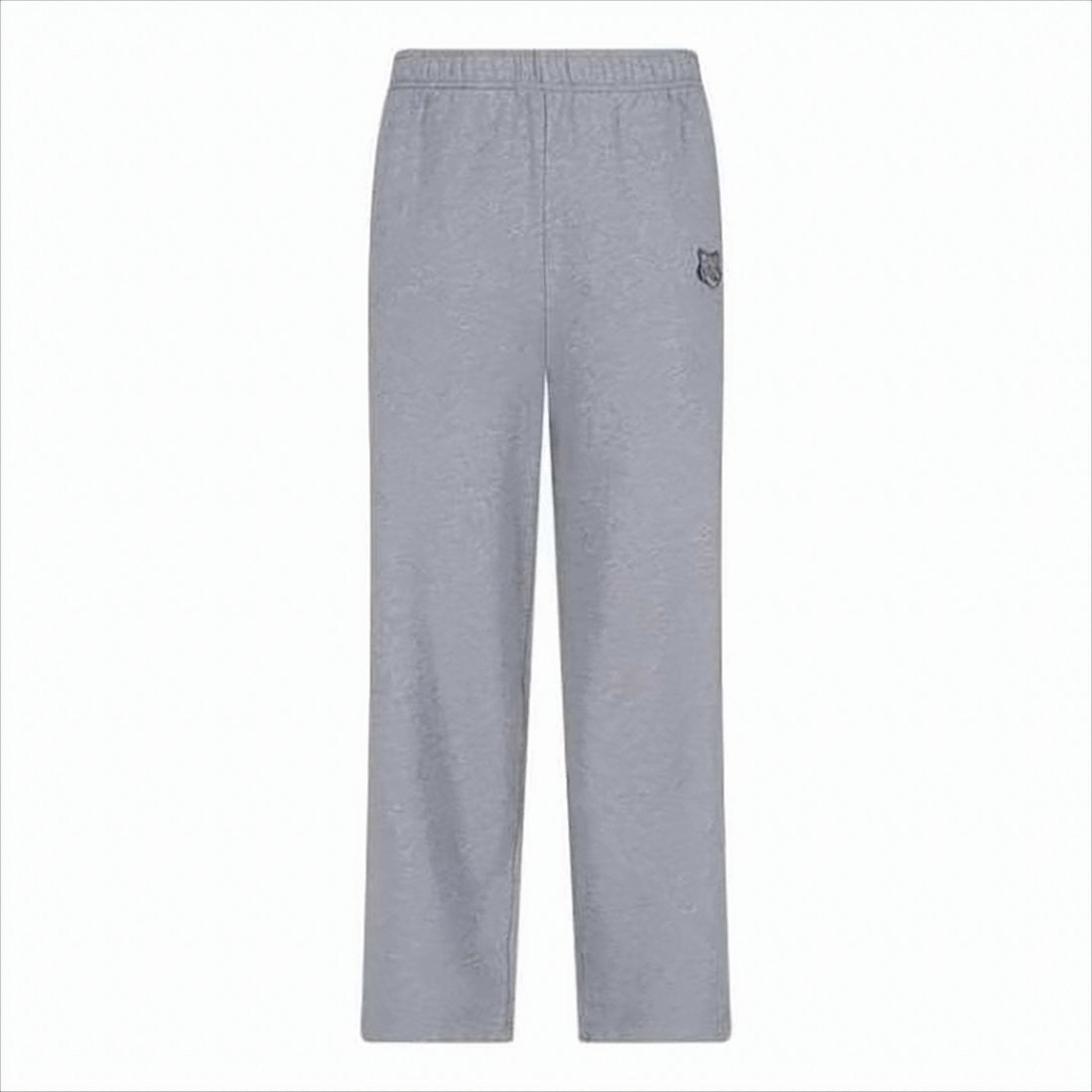 Maison Kitsuné Relaxed Fit Grey Cotton Jogger Pants With Embroidered Detail
