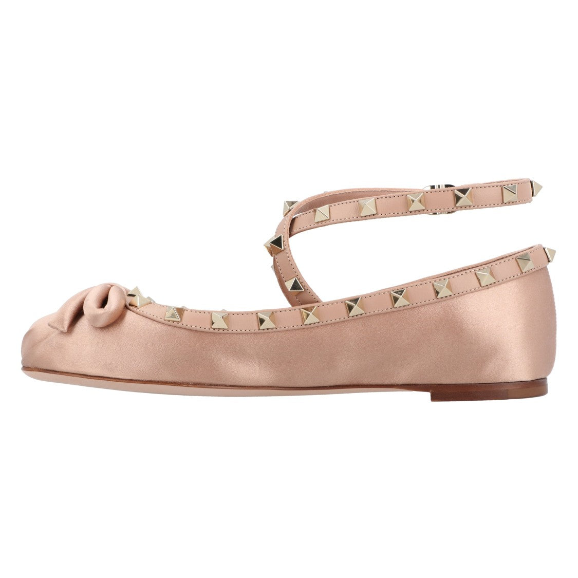 Valentino Rockstud Satin Ballerinas Pink