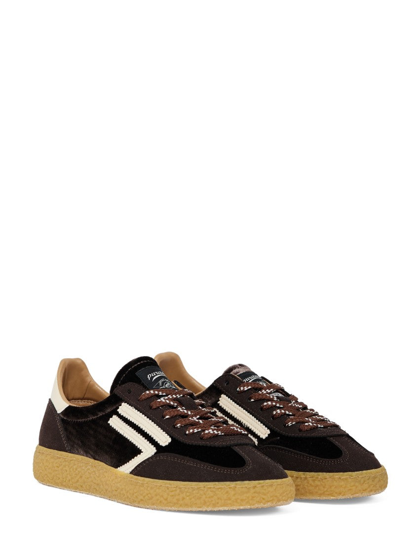 Puraai Low-Top Velvet Sneakers With Minimalistic Design