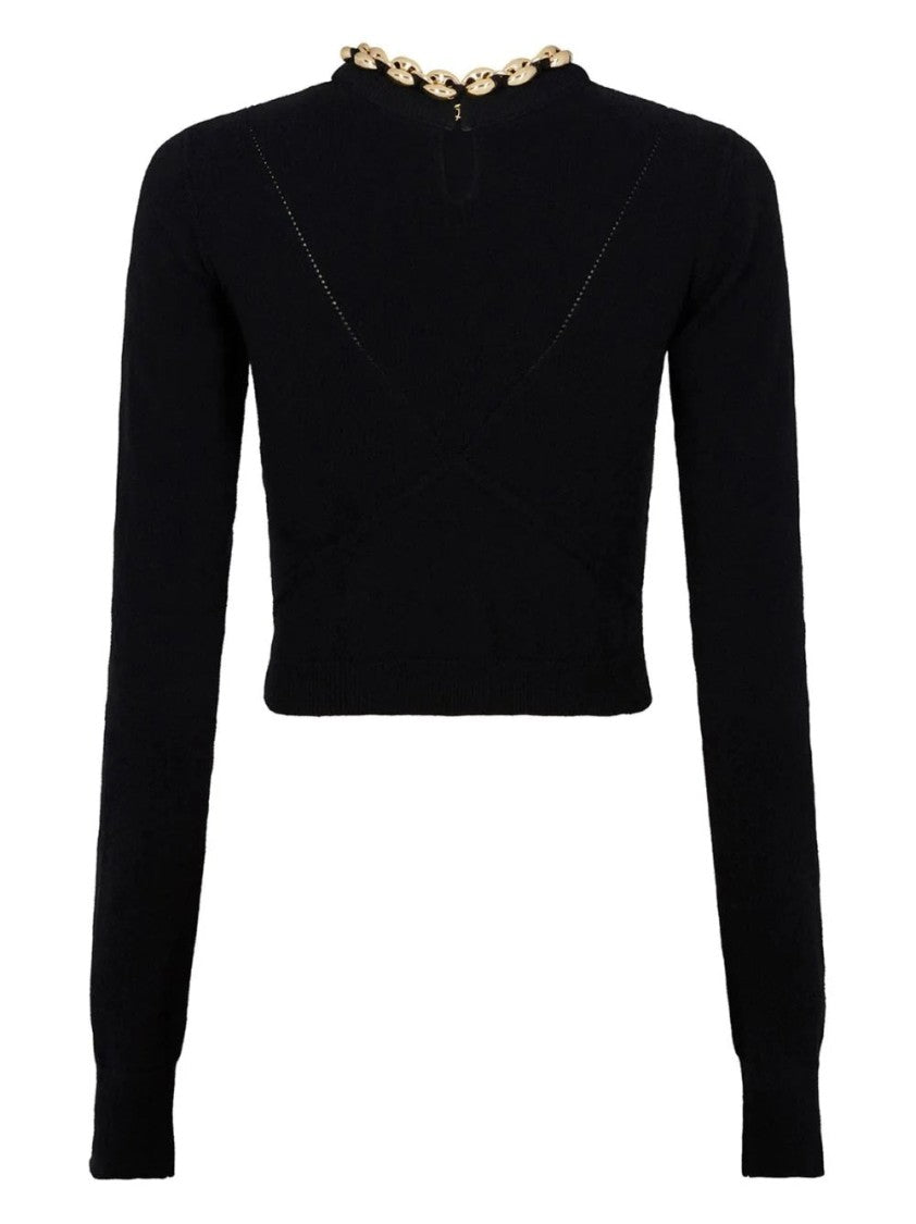 Paco Rabanne Cropped Sweater With Chain Detail