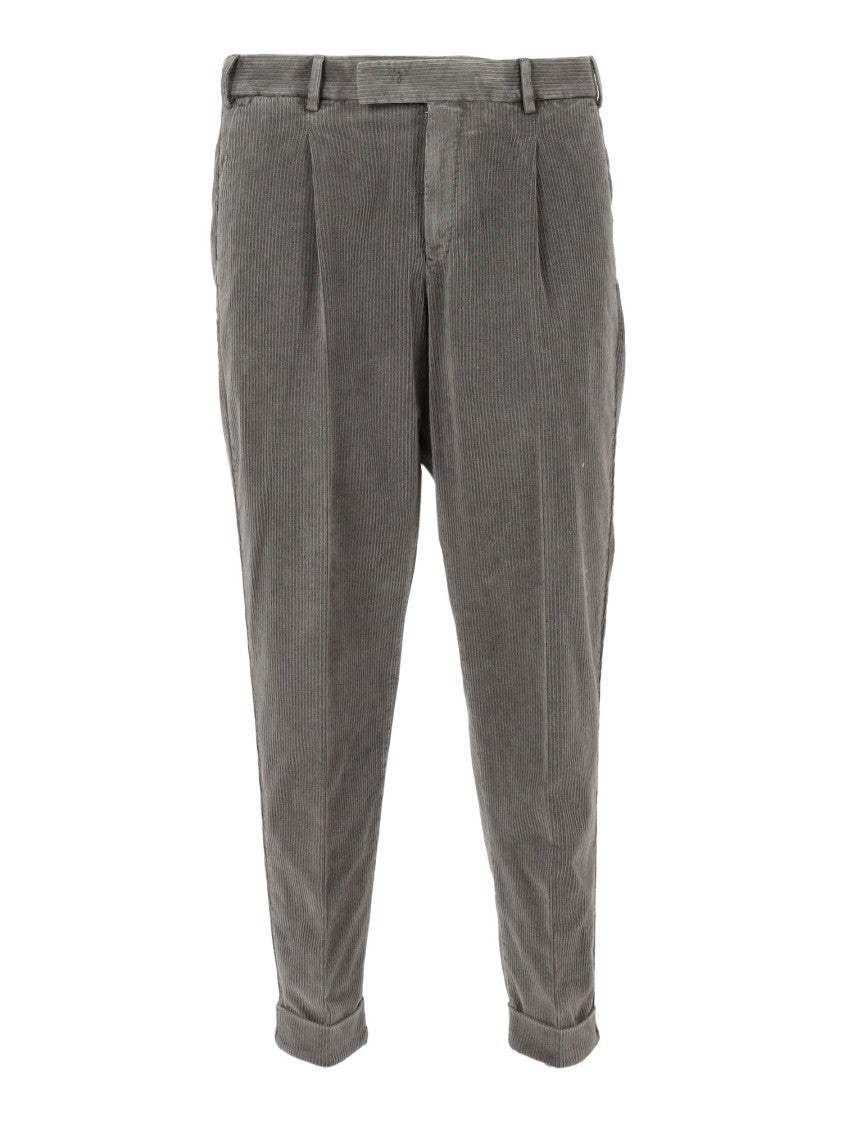 Pt01 Slim-Fit Trousers With Pleats And Diagonal Pockets