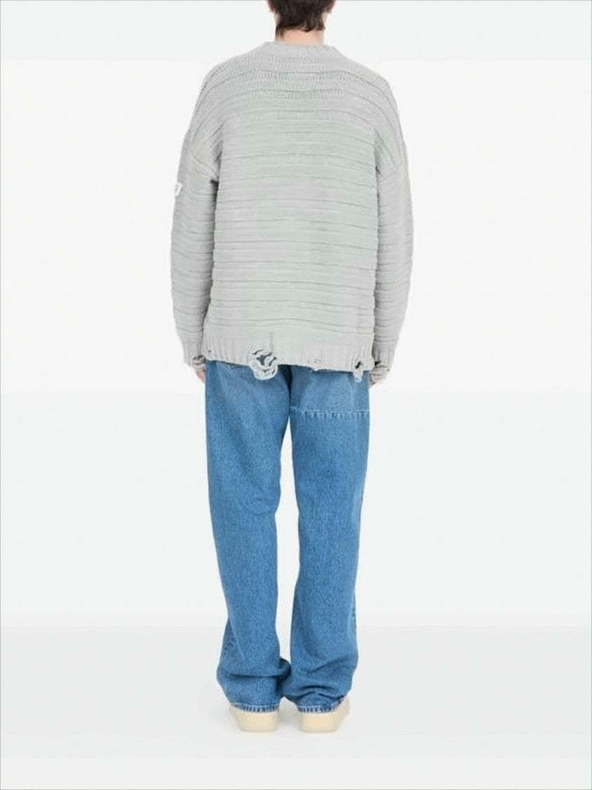 Mm6 By Maison Margiela Boxy Fit V-Neck Cardigan With Textured Knit