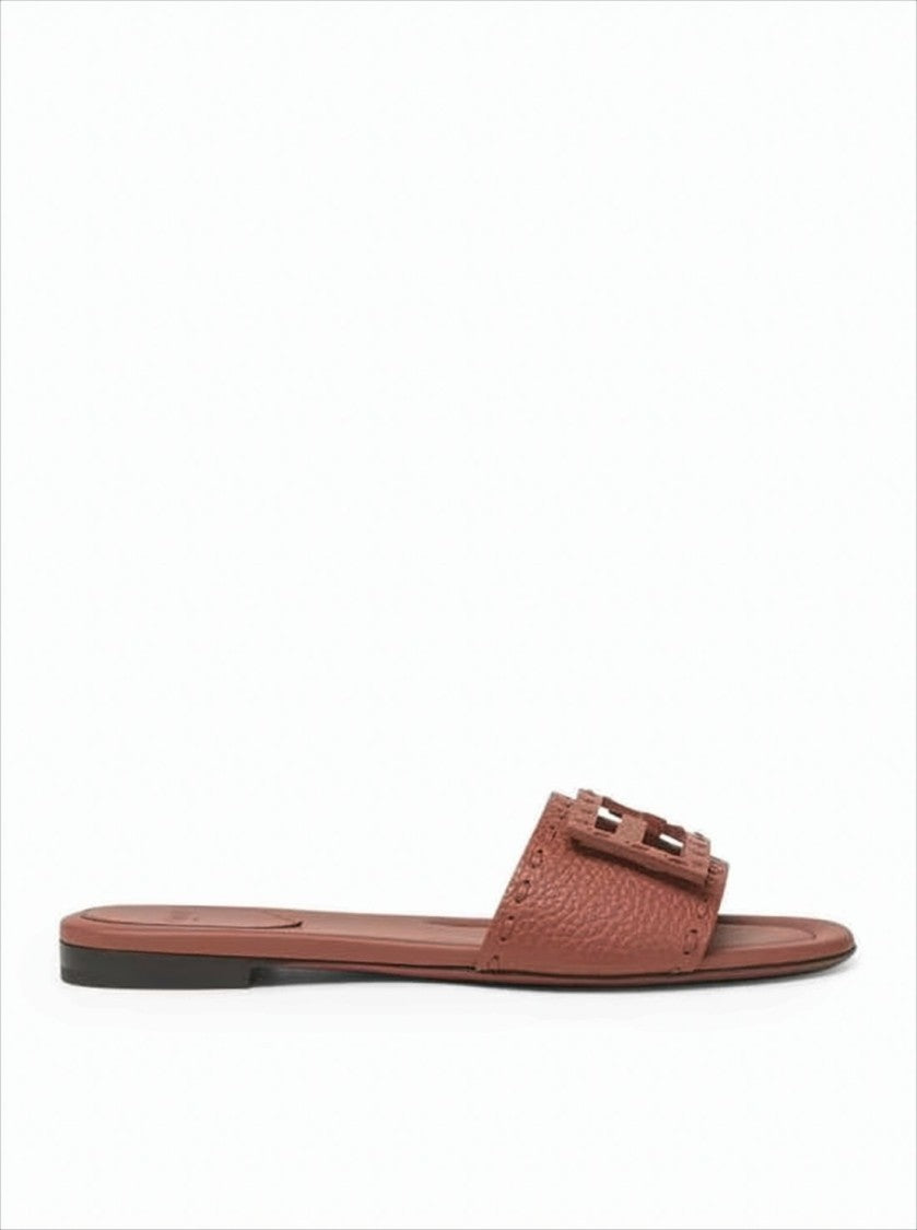 Fendi Cut-Out Geometric Design Calf Leather Sandals
