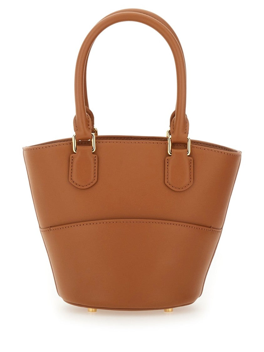 Self-Portrait Structured Brown Cow Leather Tote Bag