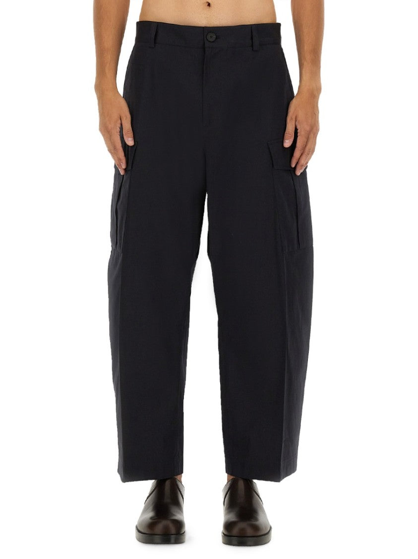 Studio Nicholson Blue Cotton Cargo Pants With Relaxed Fit