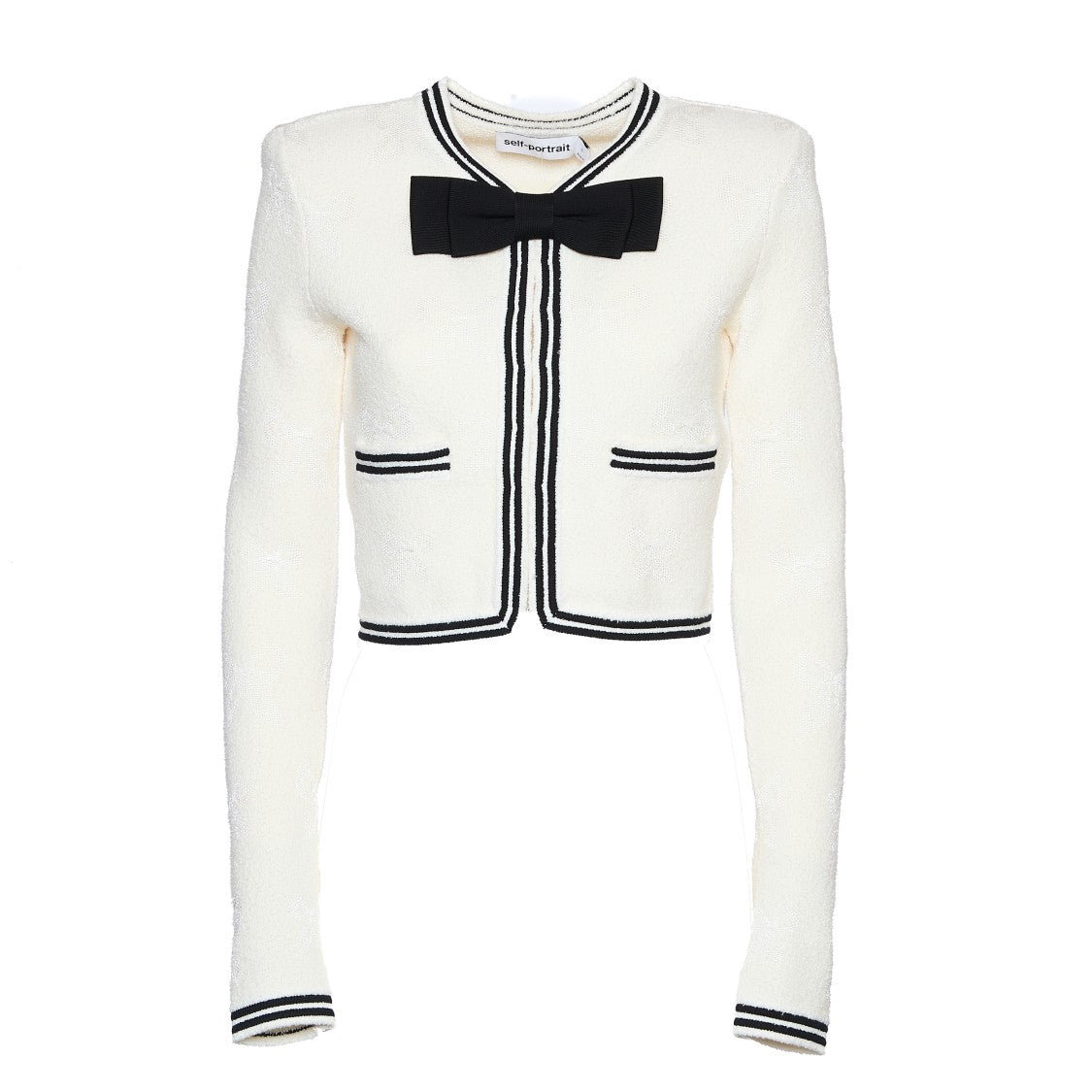 Self-Portrait Jacquard Cardigan Jacket With Brooch